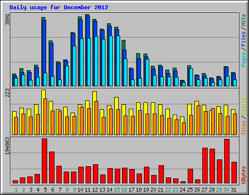 Daily usage for December 2012