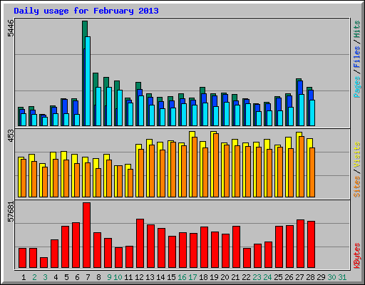 Daily usage for February 2013