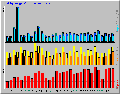 Daily usage for January 2018
