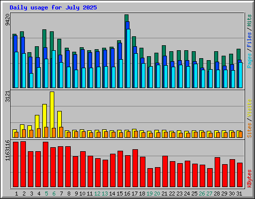 Daily usage for July 2025