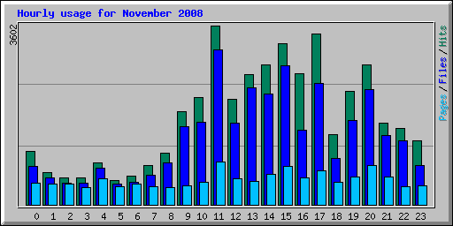 Hourly usage for November 2008