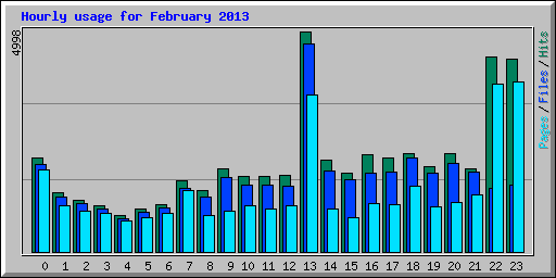 Hourly usage for February 2013