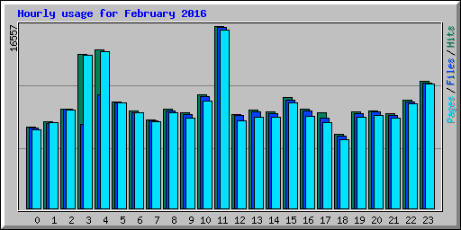 Hourly usage for February 2016